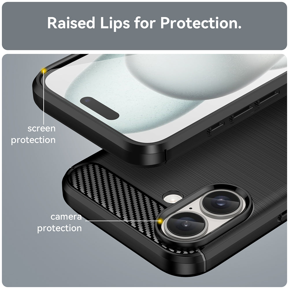 Deksel til Apple iPhone 16 Plus, Techsuit, Karbon, Svart