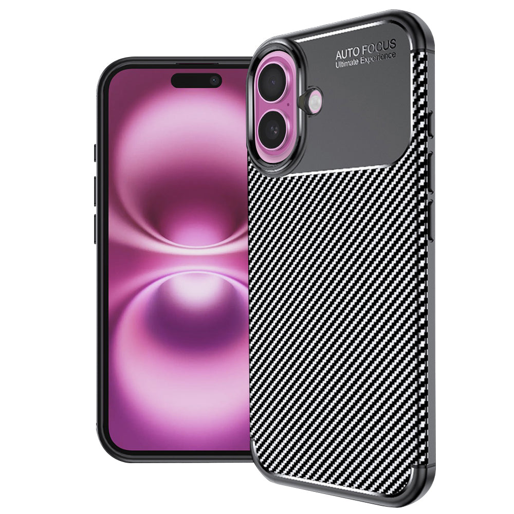 Deksel for Apple iPhone 16 Plus, Techsuit, CarbonFiber, Svart