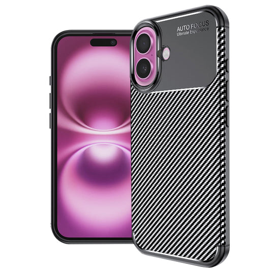 Deksel for Apple iPhone 16 Plus, Techsuit, CarbonFiber, Svart