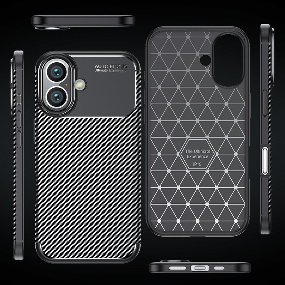 Deksel for Apple iPhone 16 Plus, Techsuit, CarbonFiber, Svart