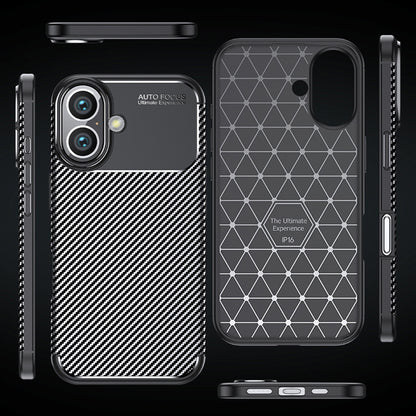Deksel for Apple iPhone 16 Plus, Techsuit, CarbonFiber, Svart