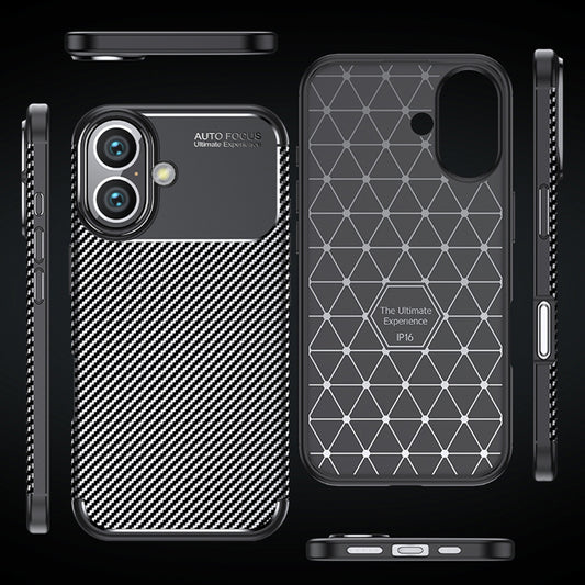 Deksel for Apple iPhone 16 Plus, Techsuit, CarbonFiber, Svart