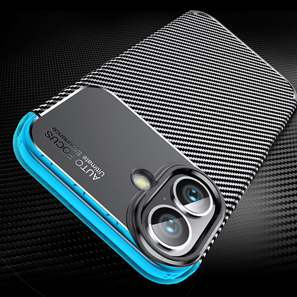 Deksel for Apple iPhone 16 Plus, Techsuit, CarbonFiber, Svart