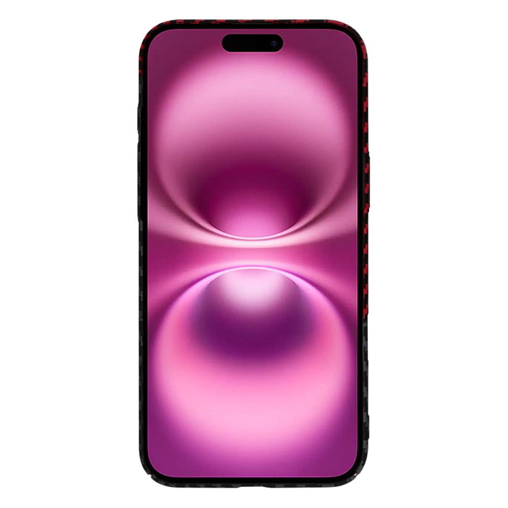 Deksel for Apple iPhone 16 Plus, Techsuit, Carbonite FiberShell, Svart Rød
