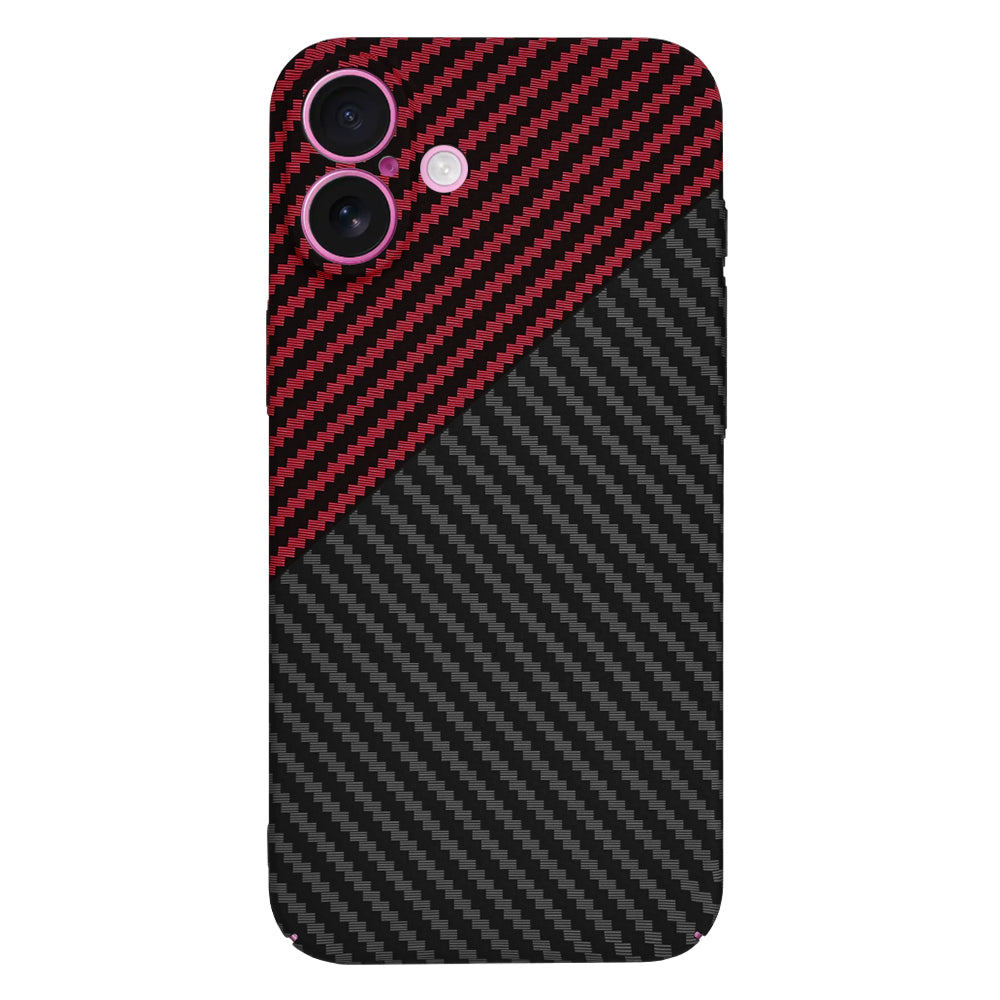 Deksel for Apple iPhone 16 Plus, Techsuit, Carbonite FiberShell, Svart Rød
