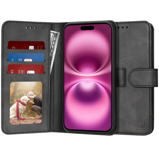 Deksel for Apple iPhone 16 Plus, Techsuit, Diary Book, Svart