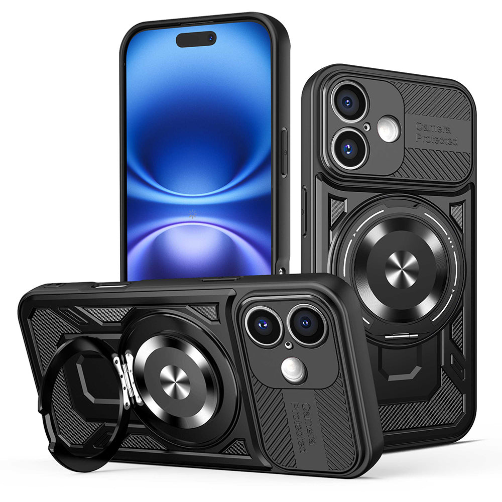 Deksel for Apple iPhone 16 Plus, Techsuit, RuggedCam, Svart