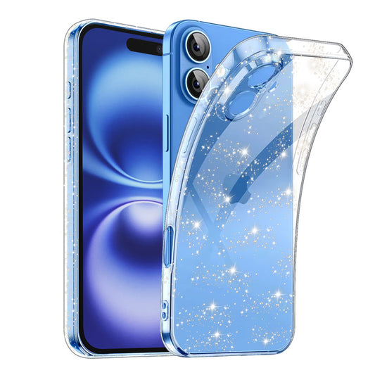 Deksel for Apple iPhone 16 Plus, Techsuit, SparkleSkin, Transparent