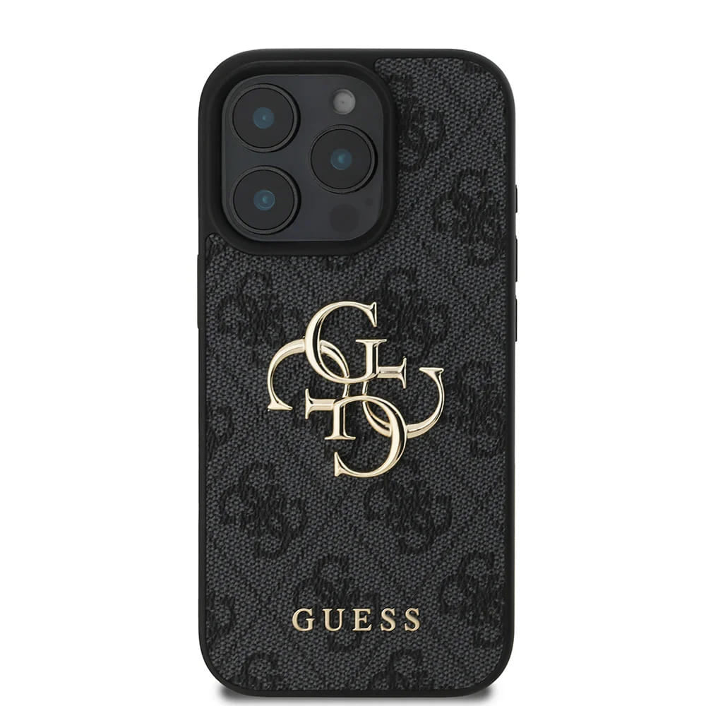 Deksel for Apple iPhone 16 Pro, Guess, 4G Big Logo, Svart