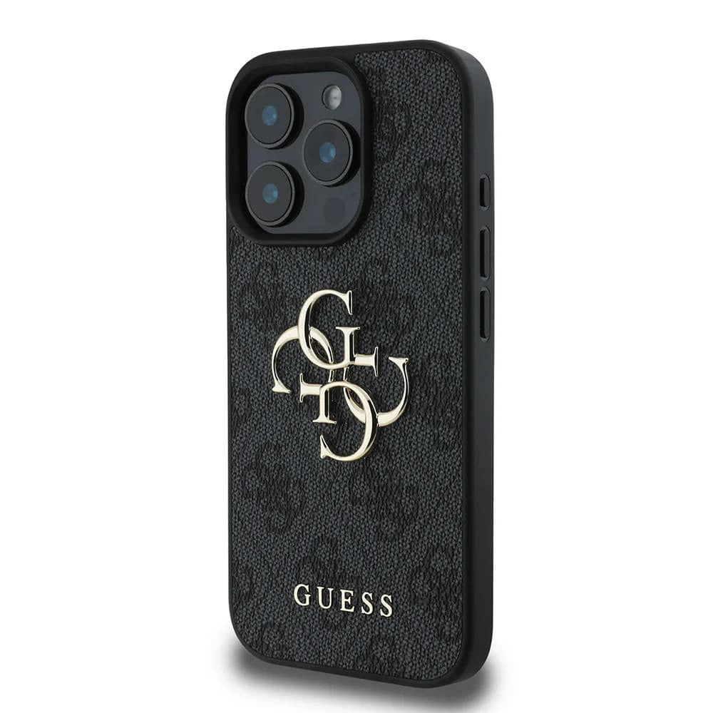 Deksel for Apple iPhone 16 Pro, Guess, 4G Big Logo, Svart