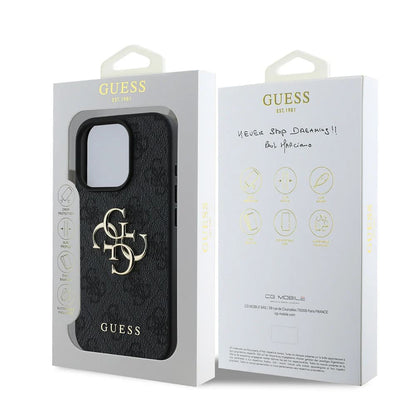 Deksel for Apple iPhone 16 Pro, Guess, 4G Big Logo, Svart