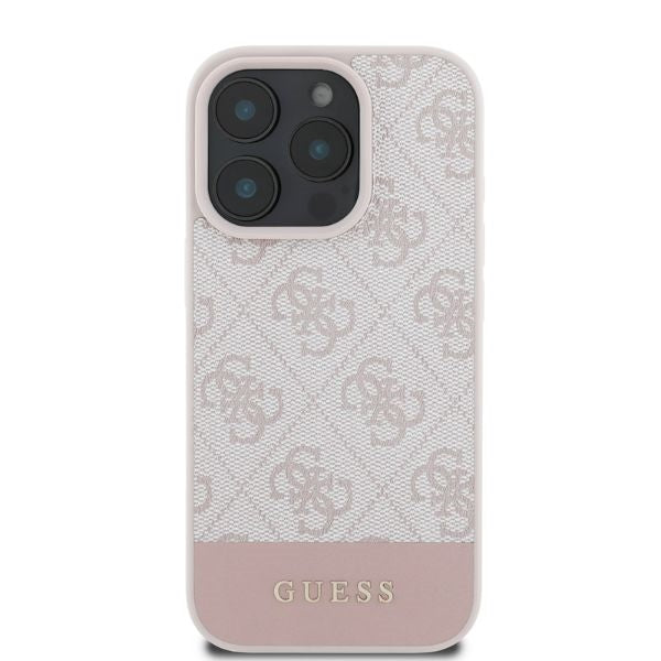 Deksel for Apple iPhone 16 Pro, Guess, 4G Bottom Stripe, Rosa