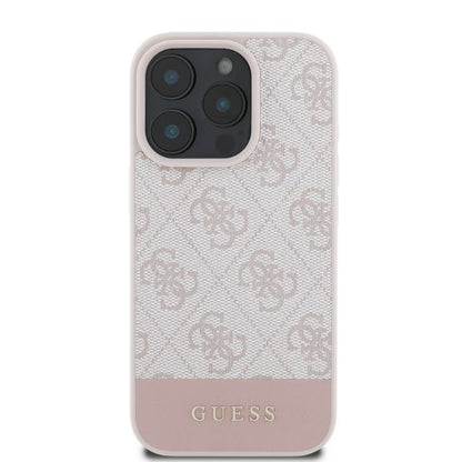 Deksel for Apple iPhone 16 Pro, Guess, 4G Bottom Stripe, Rosa