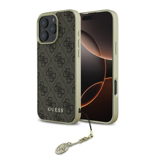 Deksel for Apple iPhone 16 Pro, Guess, 4G Charm, Brun
