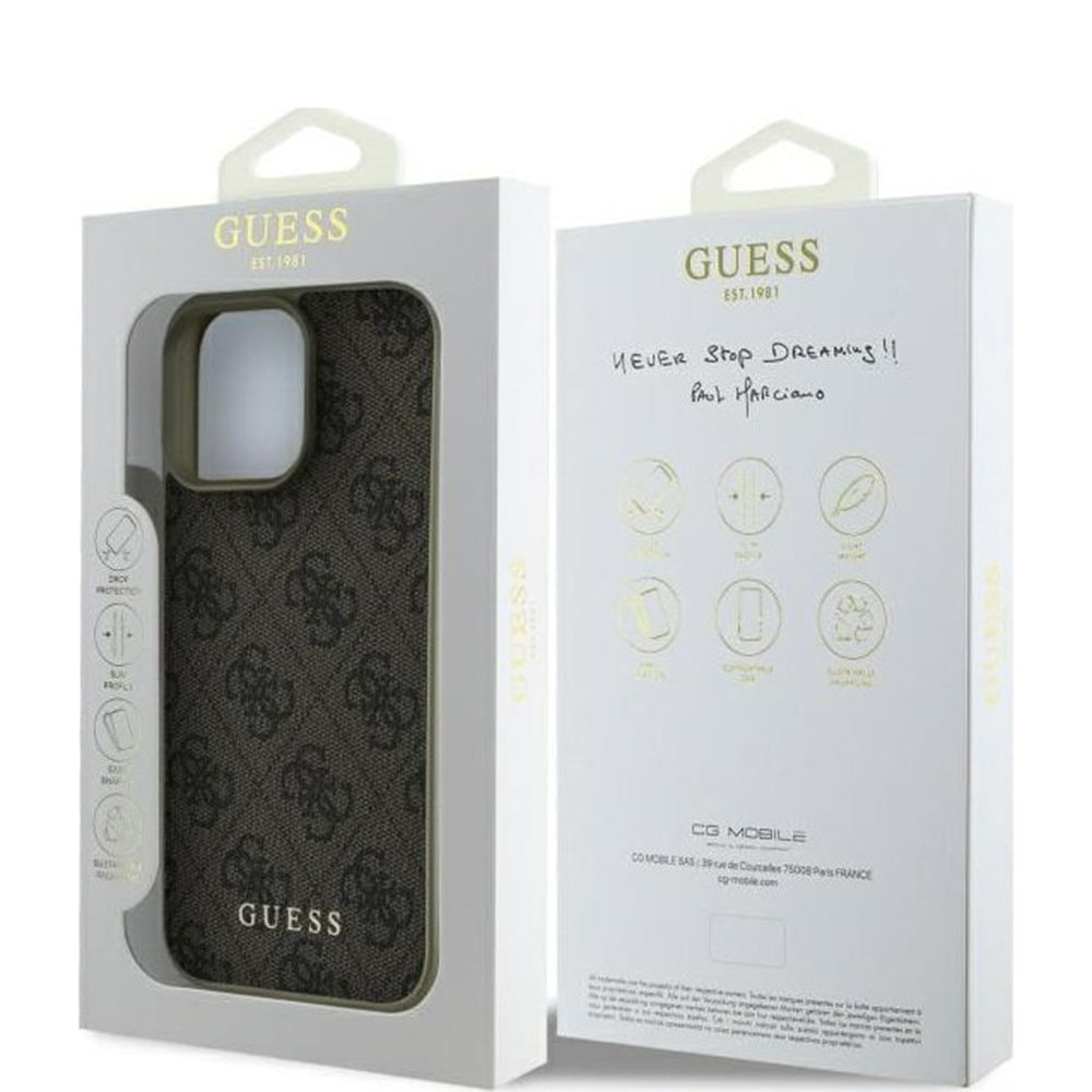 Deksel for Apple iPhone 16 Pro, Guess, 4G Charm, Brun