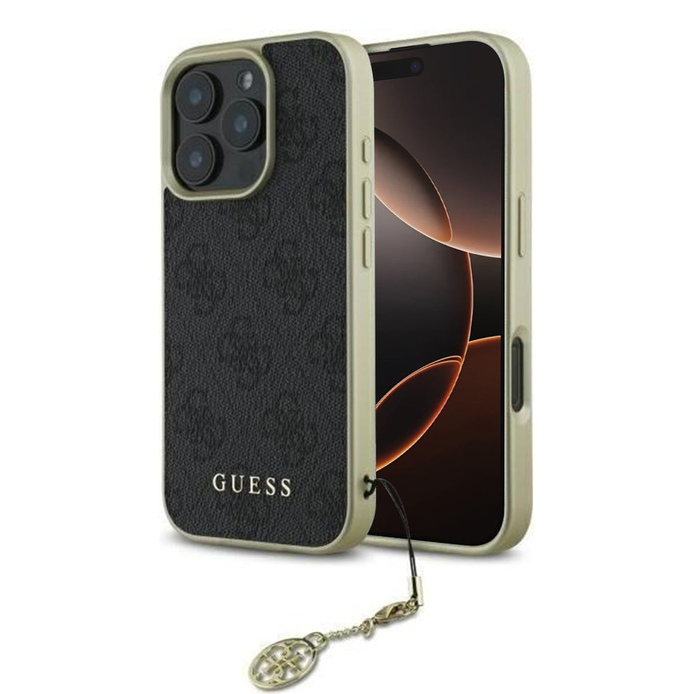 Deksel for Apple iPhone 16 Pro, Guess, 4G Charm, Svart