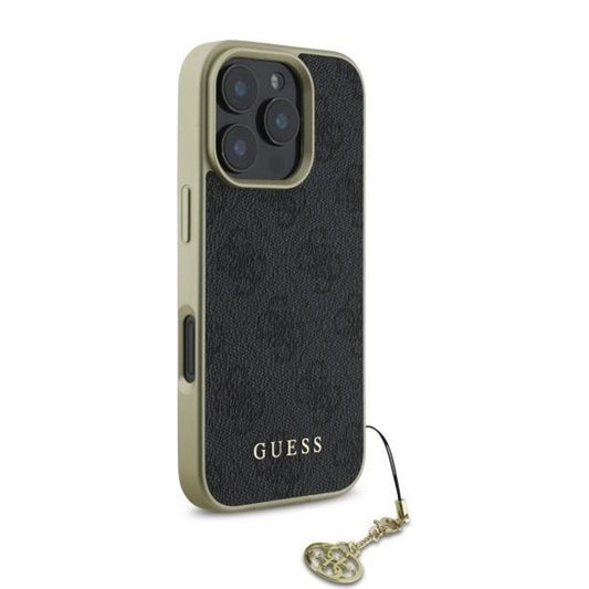 Deksel for Apple iPhone 16 Pro, Guess, 4G Charm, Svart