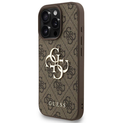 Deksel for Apple iPhone 16 Pro, Guess, 4G Classic Logo with Strap, Brun
