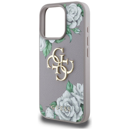 Deksel for Apple iPhone 16 Pro, Guess, 4G Grained Roses Big Logo, Lilla