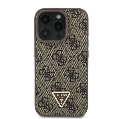 Deksel for Apple iPhone 16 Pro, Guess, 4G Triangle Strass, Brun