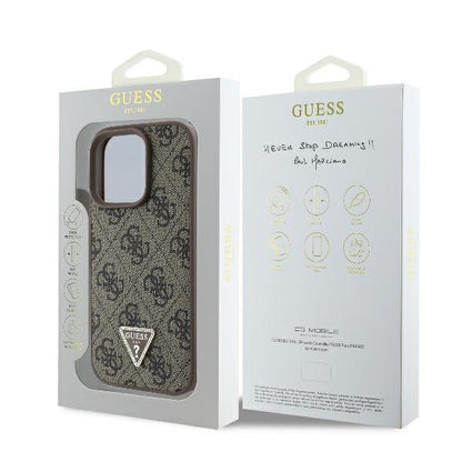 Deksel for Apple iPhone 16 Pro, Guess, 4G Triangle Strass, Brun