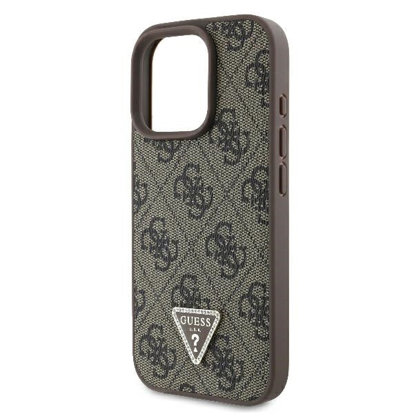 Deksel for Apple iPhone 16 Pro, Guess, 4G Triangle Strass, Brun