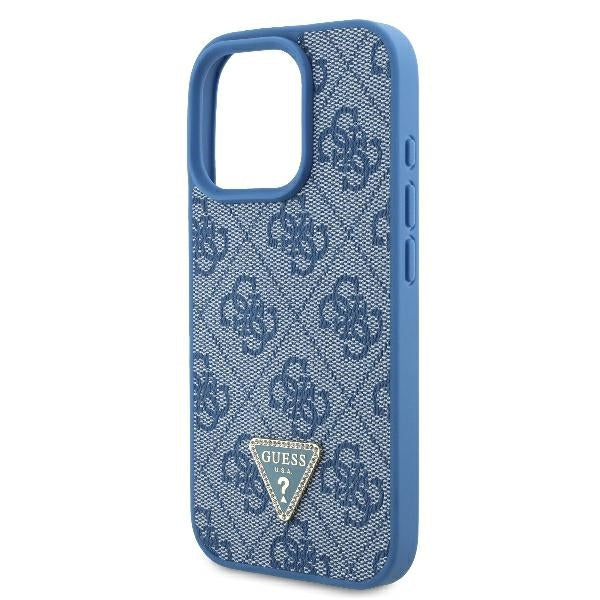 Deksel for Apple iPhone 16 Pro, Guess, Crossbody 4G Triangle Strass, Blå