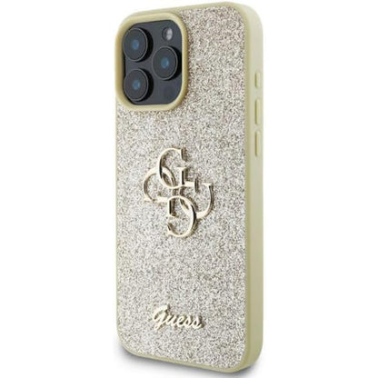 Deksel for Apple iPhone 16 Pro, Guess, Fixed Glitter Big 4G, Gull