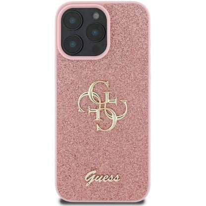Deksel for Apple iPhone 16 Pro, Guess, Fixed Glitter Big 4G, Rosa