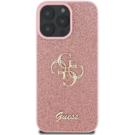 Deksel for Apple iPhone 16 Pro, Guess, Fixed Glitter Big 4G, Rosa