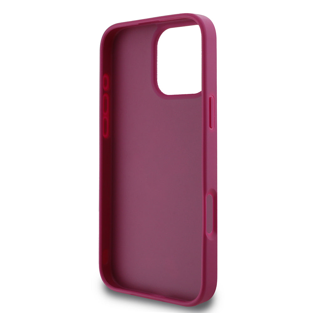 Deksel for Apple iPhone 16 Pro, Guess, Glitter Big 4G Script, Magenta