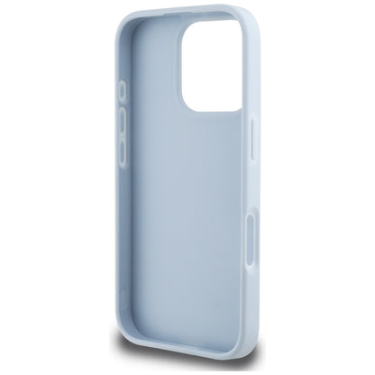 Deksel for Apple iPhone 16 Pro, Guess, Grained Big 4G Logo Small Classic Logo, Blå