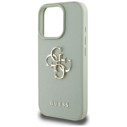 Deksel for Apple iPhone 16 Pro, Guess, Grained Big 4G Logo Small Classic Logo, Grønn
