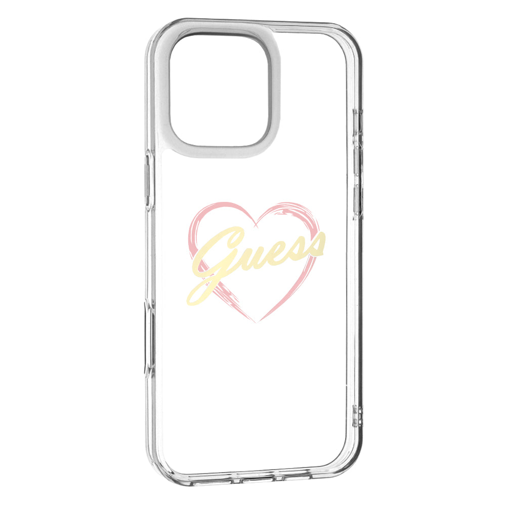 Deksel for Apple iPhone 16 Pro, Guess, IML Heart, Gjennomsiktig