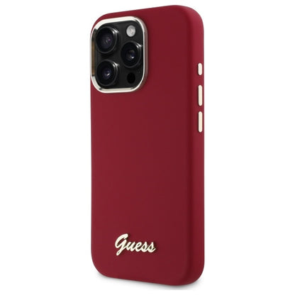 Deksel for Apple iPhone 16 Pro, Guess, Script Metal Logo, Rød