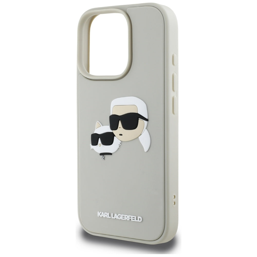 Deksel for Apple iPhone 16 Pro, Karl Lagerfeld, 3D Rubber Karl & Choupette, Beige