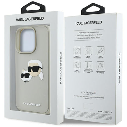 Deksel for Apple iPhone 16 Pro, Karl Lagerfeld, 3D Rubber Karl & Choupette, Beige