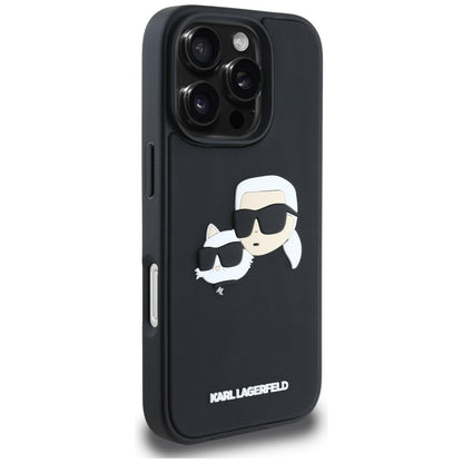 Deksel for Apple iPhone 16 Pro, Karl Lagerfeld, 3D Rubber Karl & Choupette, Svart