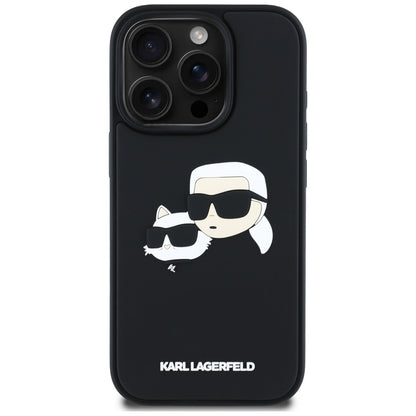 Deksel for Apple iPhone 16 Pro, Karl Lagerfeld, 3D Rubber Karl & Choupette, Svart
