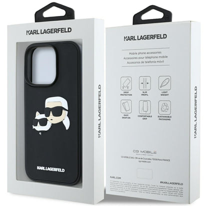 Deksel for Apple iPhone 16 Pro, Karl Lagerfeld, 3D Rubber Karl & Choupette, Svart