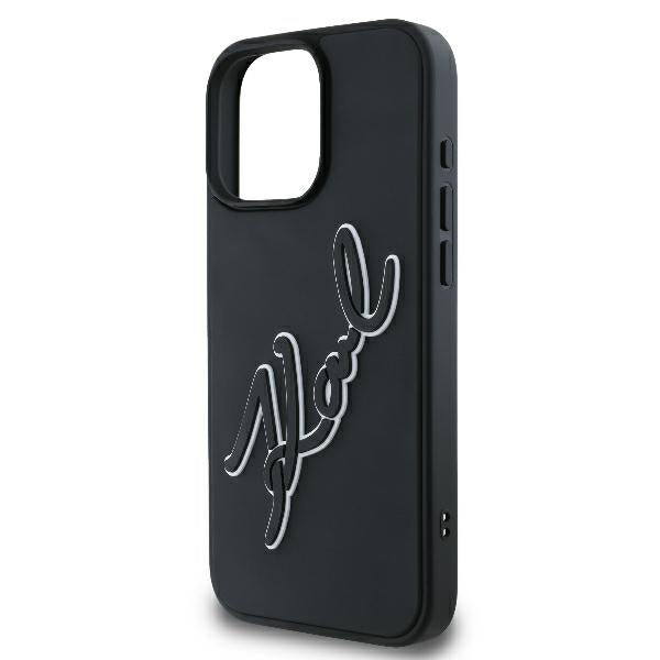 Deksel for Apple iPhone 16 Pro, Karl Lagerfeld, 3D Rubber Signature, Svart
