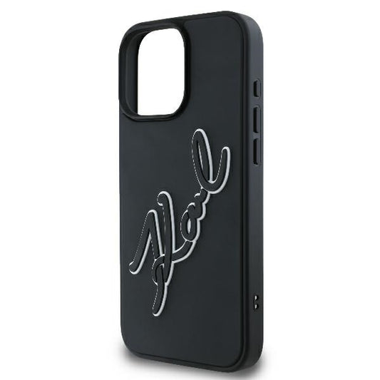 Deksel for Apple iPhone 16 Pro, Karl Lagerfeld, 3D Rubber Signature, Svart