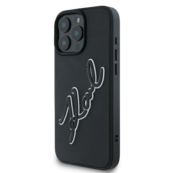 Deksel for Apple iPhone 16 Pro, Karl Lagerfeld, 3D Rubber Signature, Svart
