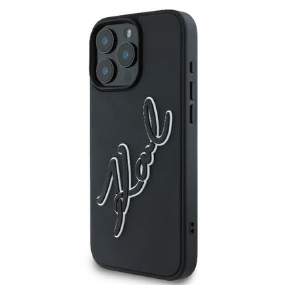 Deksel for Apple iPhone 16 Pro, Karl Lagerfeld, 3D Rubber Signature, Svart
