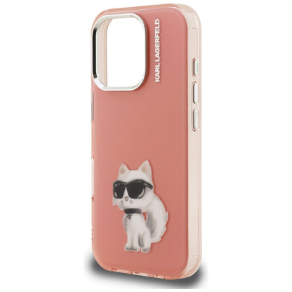Deksel for Apple iPhone 16 Pro, Karl Lagerfeld, IML Aquarelle Logo Choupette, Rosa