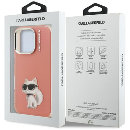 Deksel for Apple iPhone 16 Pro, Karl Lagerfeld, IML Aquarelle Logo Choupette, Rosa