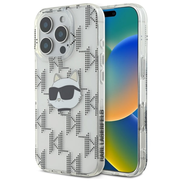 Deksel for Apple iPhone 16 Pro, Karl Lagerfeld, IML Luxury Electroplated Choupette's Head, Gjennomsiktig