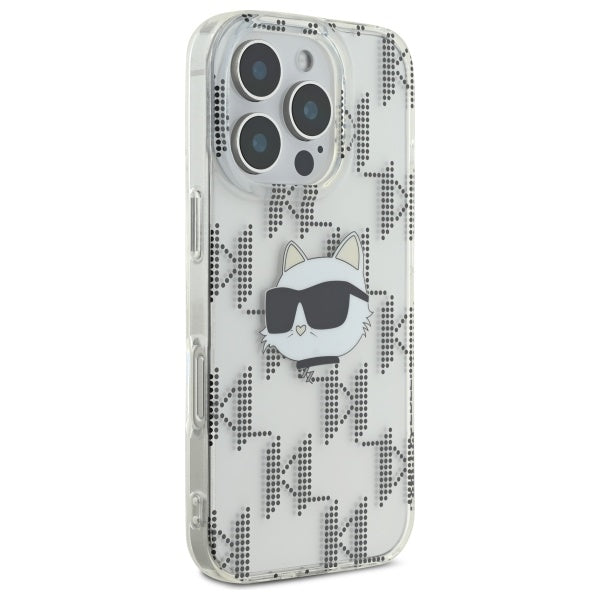 Deksel for Apple iPhone 16 Pro, Karl Lagerfeld, IML Luxury Electroplated Choupette's Head, Gjennomsiktig