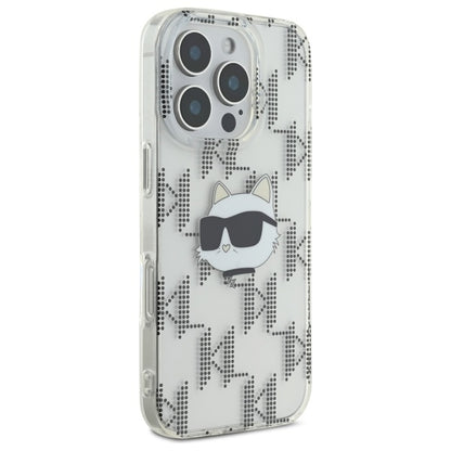 Deksel for Apple iPhone 16 Pro, Karl Lagerfeld, IML Luxury Electroplated Choupette's Head, Gjennomsiktig