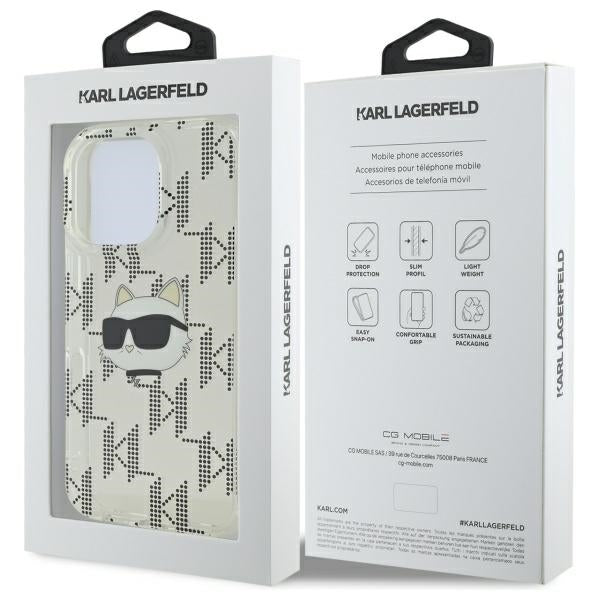 Deksel for Apple iPhone 16 Pro, Karl Lagerfeld, IML Luxury Electroplated Choupette's Head, Gjennomsiktig